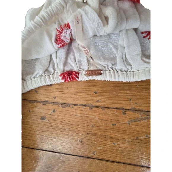 Free People Emory Embroidered Midi Dress White/Red S/P A001147 - Picture 7 of 11